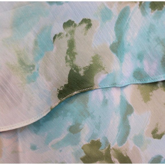 R&M Richards Outfit sz 18 W Teal Floral Shirt Tiered Skirt Spring Assmytrical - Picture 9 of 12